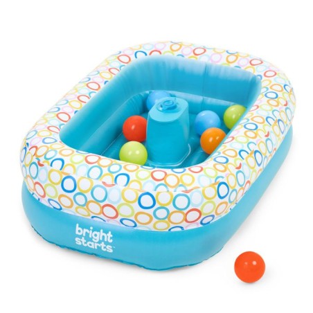 BRIGHT STARTS- Baignoire gonflable avec pompe intégré, 8 balles de j