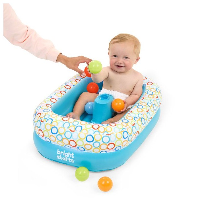 BRIGHT STARTS- Baignoire gonflable avec pompe intégré, 8 balles de jeu et bouche d'évacuation BRIGHT STARTS- Baignoire gonflable avec pompe intégré, 8 balles de jeu et bouche d'évacuation