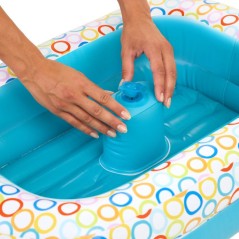 BRIGHT STARTS- Baignoire gonflable avec pompe intégré, 8 balles de j