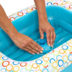 BRIGHT STARTS- Baignoire gonflable avec pompe intégré, 8 balles de j