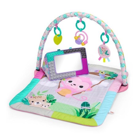 BRIGHTS STARTS Petit tapis d'éveil bébé pliable rose, arche de jeux