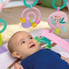 BRIGHTS STARTS Petit tapis d'éveil bébé pliable rose, arche de jeux