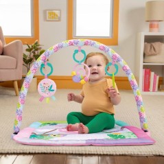 BRIGHTS STARTS Petit tapis d'éveil bébé pliable rose, arche de jeux