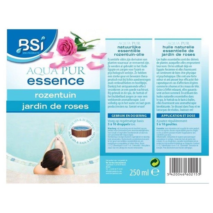 Parfum spa - BSI - Essence Jardin de Rose 250 ml - Arôme naturel - Relaxation - Spécial spa Parfum spa - BSI - Essence Jardin de Rose 250 ml - Arôme naturel - Relaxation - Spécial spa