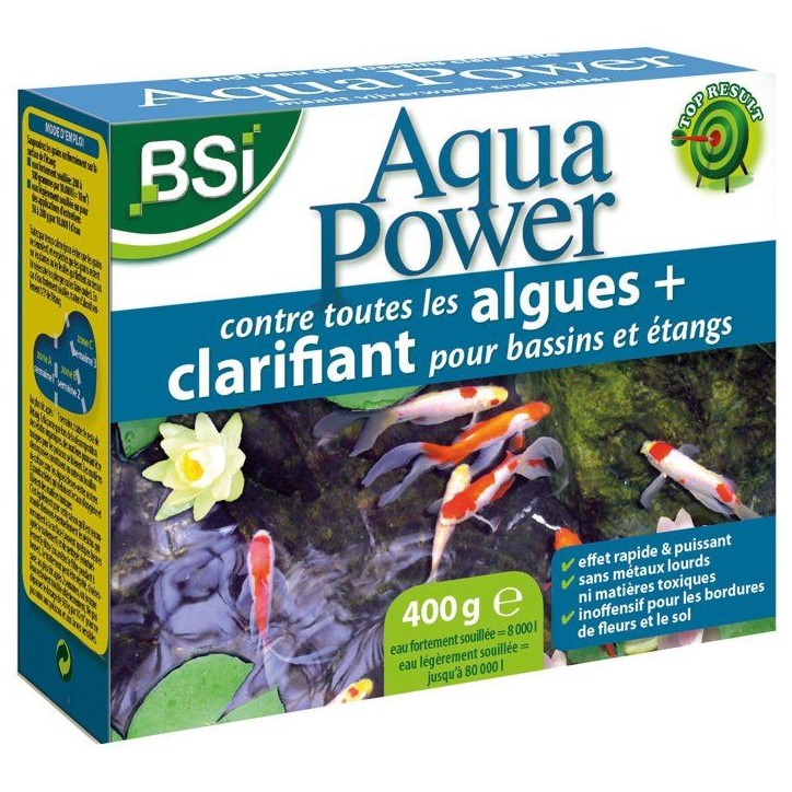 Anti-algues bassin - BSI - Aqua Power Double Action 400 g - Clarifiant eau - Traitement bassin & étang - Action 2 en 1 Anti-algues bassin - BSI - Aqua Power Double Action 400 g - Clarifiant eau - Traitement bassin & étang - Action 2 en 1