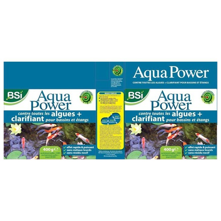 Anti-algues bassin - BSI - Aqua Power Double Action 400 g - Clarifiant eau - Traitement bassin & étang - Action 2 en 1 Anti-algues bassin - BSI - Aqua Power Double Action 400 g - Clarifiant eau - Traitement bassin & étang - Action 2 en 1