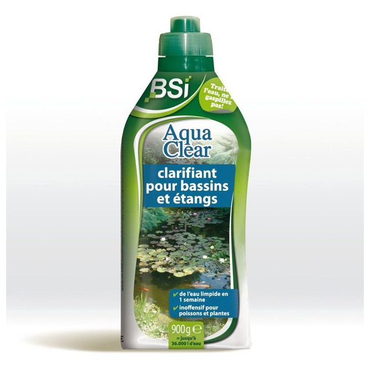 Clarifiant bassin - BSI - Aqua Clear 900 g - Eau trouble - Action rapide 1 semaine - Bassin & étang