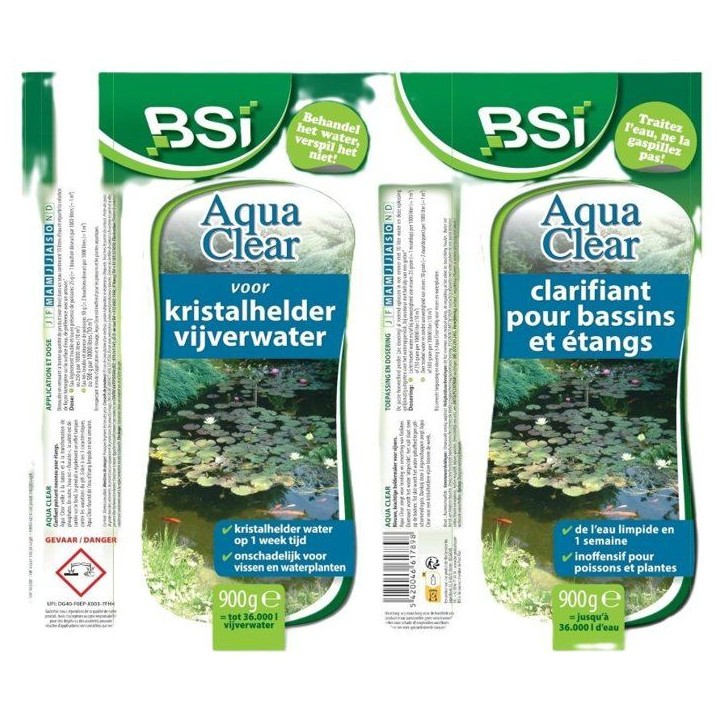 Clarifiant bassin - BSI - Aqua Clear 900 g - Eau trouble - Action rapide 1 semaine - Bassin & étang