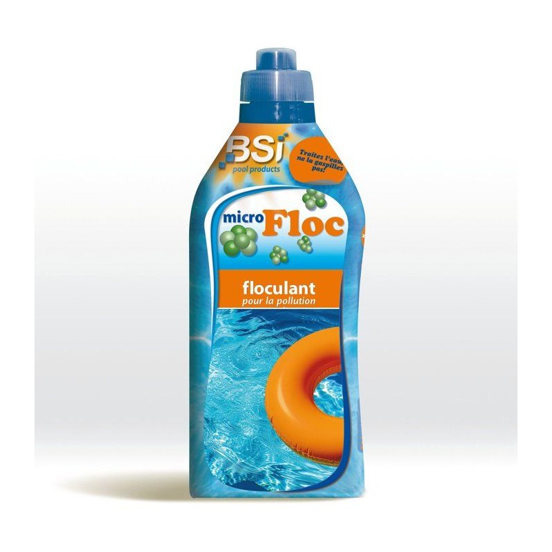 Floculant piscine - BSI - Micro Floc 1 L - Liquide - Clarifie eau trou