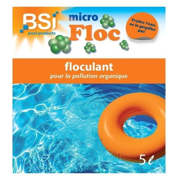 Floculant piscine - BSI - Micro Floc 5 L - Puissant - Clarifiant eau - Optimise filtration Floculant piscine - BSI - Micro Floc 5 L - Puissant - Clarifiant eau - Optimise filtration