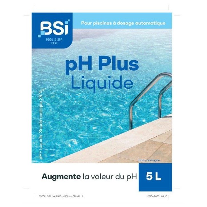 Correcteur pH piscine - BSI - pH Plus Liquide 5 L - Dosage automatique - Ajustement pH - Piscine Correcteur pH piscine - BSI - pH Plus Liquide 5 L - Dosage automatique - Ajustement pH - Piscine