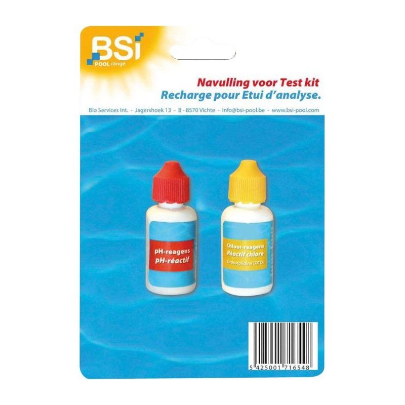 Recharge testeur eau piscine - BSI - Testeur pH & Chlore - Recharge ki