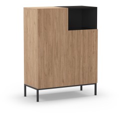 Buffet Haut CAILIN – Chene Artisan & Noir – 2 portes, 1 niche –