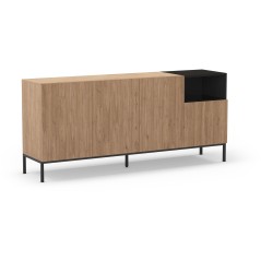 Buffet CAILIN – Chene Artisan & Noir – 4 portes, 1 niche – 180 x