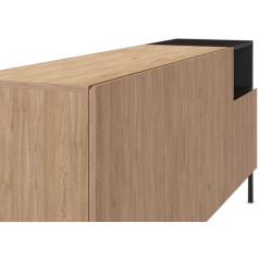 Buffet CAILIN – Chene Artisan & Noir – 4 portes, 1 niche – 180 x