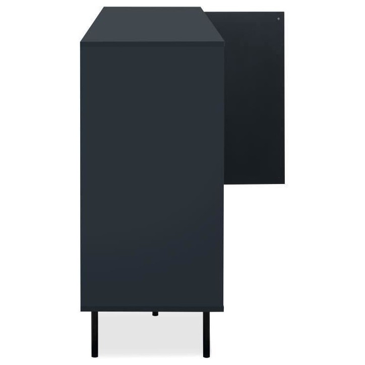 Buffet bas - CARACAS - Décor bleu navy - 2 portes vitrées + 2 portes - L180 x H90 x P40 cm