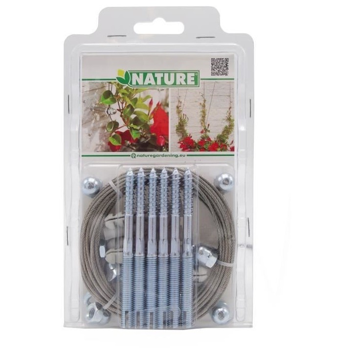 Treillis métallique - NATURE - Kit de palissage pour plantes grimpantes - fil de fer galvanisé Ø1,8 mm x 10 m Treillis métallique - NATURE - Kit de palissage pour plantes grimpantes - fil de fer galvanisé Ø1,8 mm x 10 m