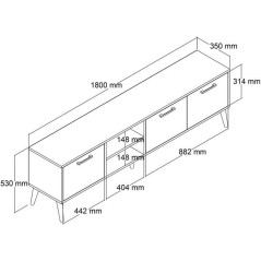 Meuble TV - EXXEN - Chene - 180 x 53 x 35 cm
