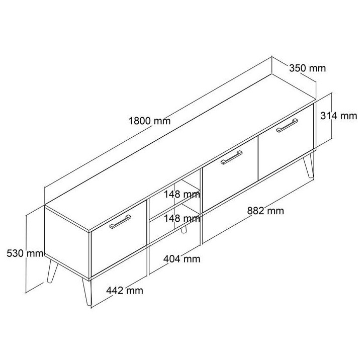 Meuble TV - EXXEN - Chene - 180 x 53 x 35 cm Meuble TV - EXXEN - Chene - 180 x 53 x 35 cm