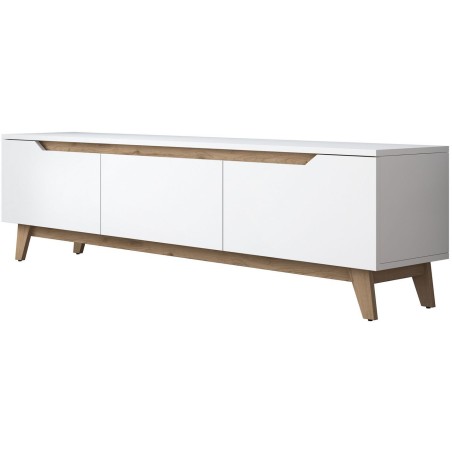 Meuble TV - D1 - Blanc / Noyer - Rangement supplémentaire - 180 x 49 x 35 cm