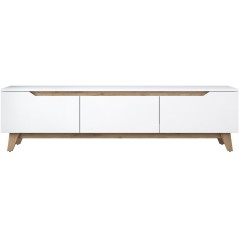 Meuble TV - D1 - Blanc / Noyer - Rangement supplémentaire - 180 x 49