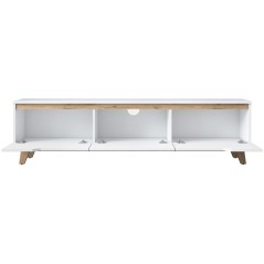 Meuble TV - D1 - Blanc / Noyer - Rangement supplémentaire - 180 x 49