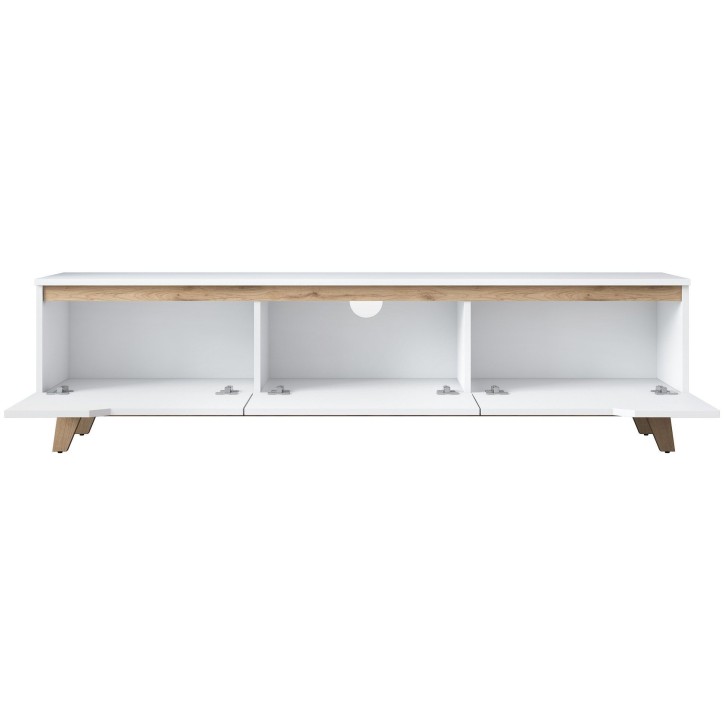 Meuble TV - D1 - Blanc / Noyer - Rangement supplémentaire - 180 x 49 x 35 cm