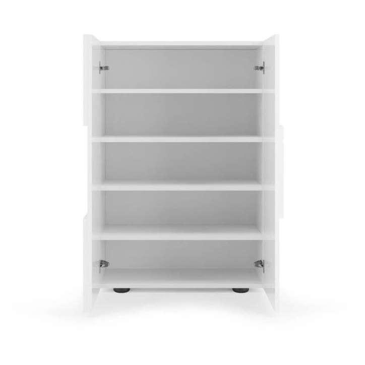 Meuble a chaussures - 15 paires - Blanc laqué - L78 x P33 x H113 cm - MILANO Meuble a chaussures - 15 paires - Blanc laqué - L78 x P33 x H113 cm - MILANO