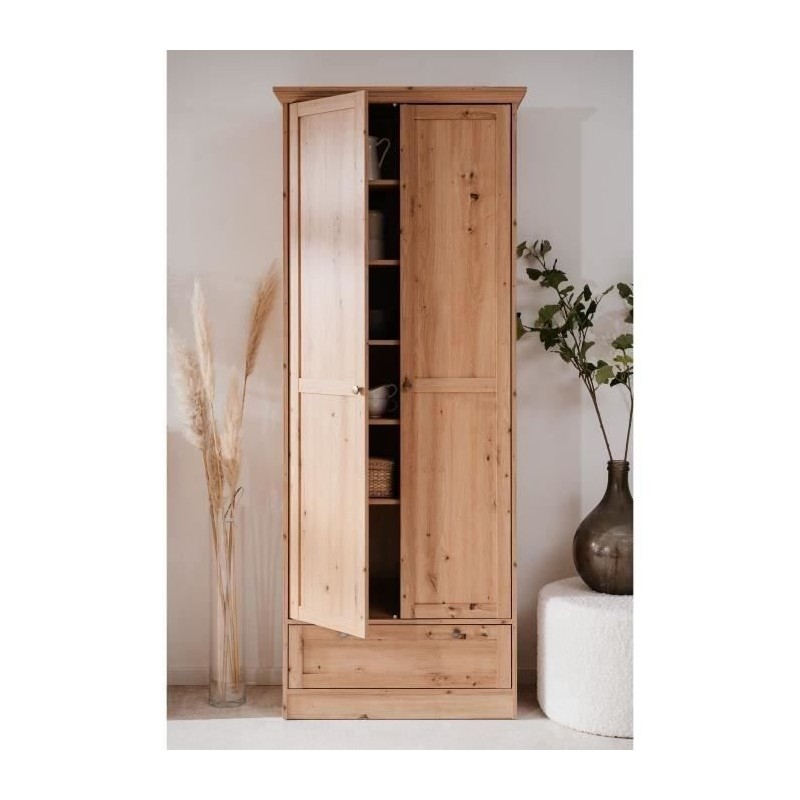 Armoire - Landwood - Décor chene artisan - 2 Portes - 1 Tiroir - L80