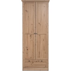 Armoire - Landwood - Décor chene artisan - 2 Portes - 1 Tiroir - L80 x P39 x H200 cm
