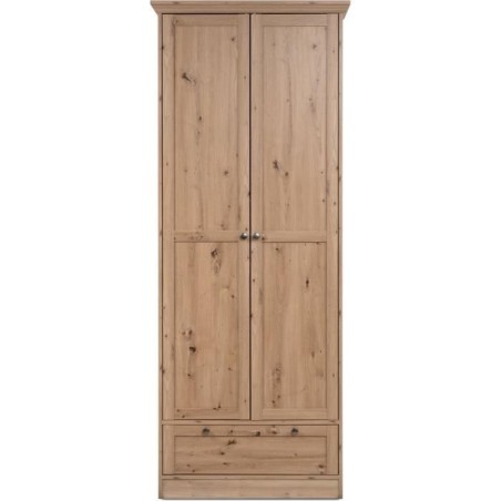 Armoire - Landwood - Décor chene artisan - 2 Portes - 1 Tiroir - L80 x P39 x H200 cm