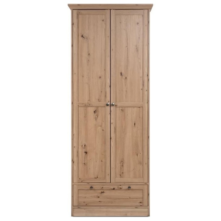 Armoire - Landwood - Décor chene artisan - 2 Portes - 1 Tiroir - L80 x P39 x H200 cm