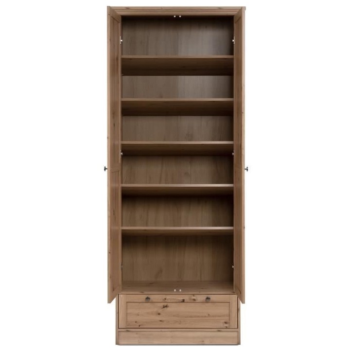 Armoire - Landwood - Décor chene artisan - 2 Portes - 1 Tiroir - L80 x P39 x H200 cm