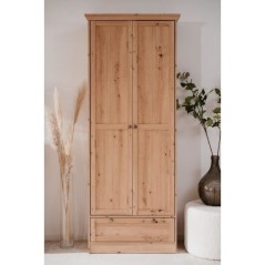 Armoire - Landwood - Décor chene artisan - 2 Portes - 1 Tiroir - L80