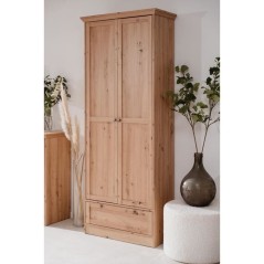 Armoire - Landwood - Décor chene artisan - 2 Portes - 1 Tiroir - L80
