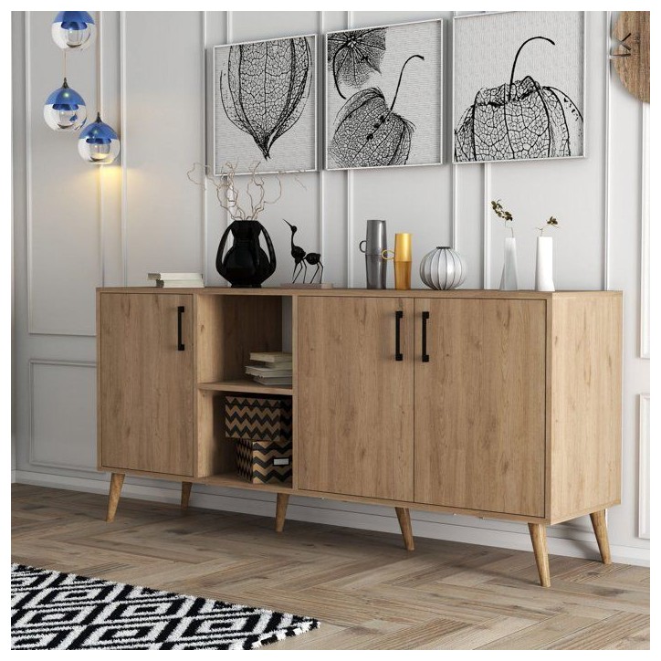 Buffet - EXXEN - 3 portes - 180 x 80 x 45 cm - Chene Buffet - EXXEN - 3 portes - 180 x 80 x 45 cm - Chene