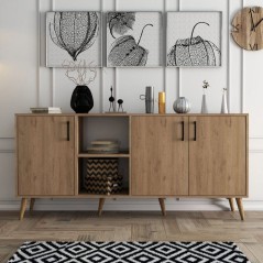 Buffet - EXXEN - 3 portes - 180 x 80 x 45 cm - Chene