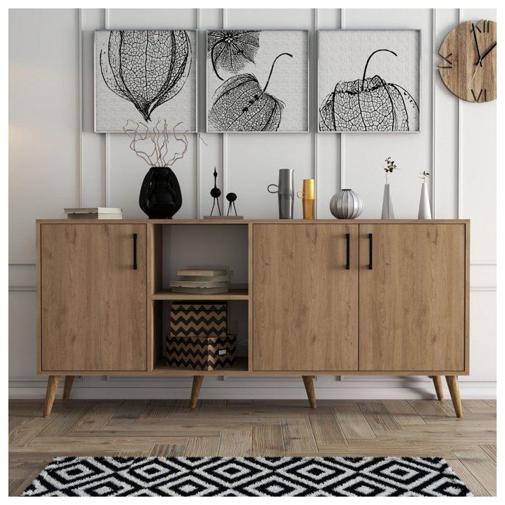 Buffet - EXXEN - 3 portes - 180 x 80 x 45 cm - Chene Buffet - EXXEN - 3 portes - 180 x 80 x 45 cm - Chene