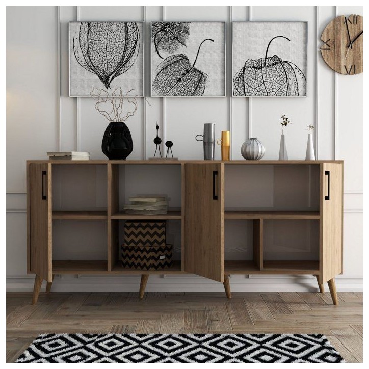 Buffet - EXXEN - 3 portes - 180 x 80 x 45 cm - Chene Buffet - EXXEN - 3 portes - 180 x 80 x 45 cm - Chene
