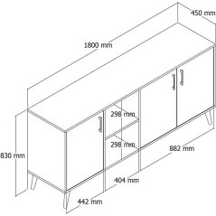 Buffet - EXXEN - 3 portes - 180 x 80 x 45 cm - Chene