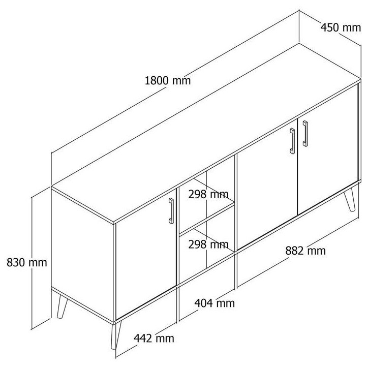 Buffet - EXXEN - 3 portes - 180 x 80 x 45 cm - Chene Buffet - EXXEN - 3 portes - 180 x 80 x 45 cm - Chene