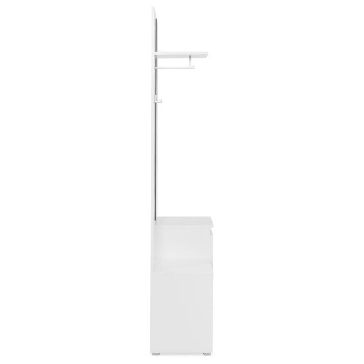 Meuble d'entrée de rangement avec penderie IMAGE - Décor blanc - 1 porte + 1 tiroir - L85 x H195 x P37 cm