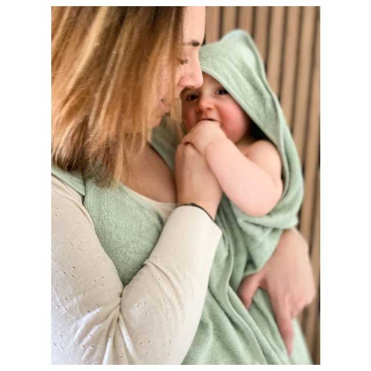 Drap de bain XXL Parent / Bébé - CANDIDE - 100x100 cm - Vert d'eau Drap de bain XXL Parent / Bébé - CANDIDE - 100x100 cm - Vert d'eau