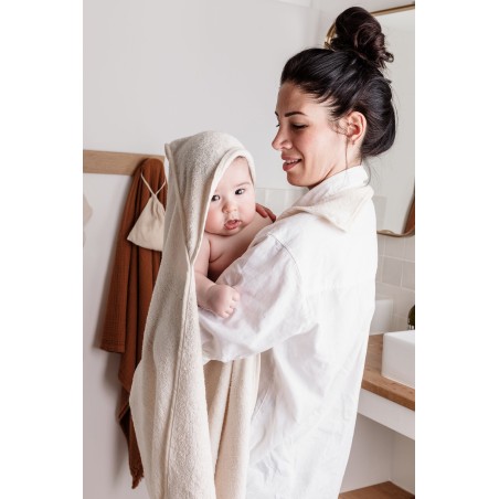 Drap de bain XXL Parent / Bébé - CANDIDE - 100x100 cm - Ecru