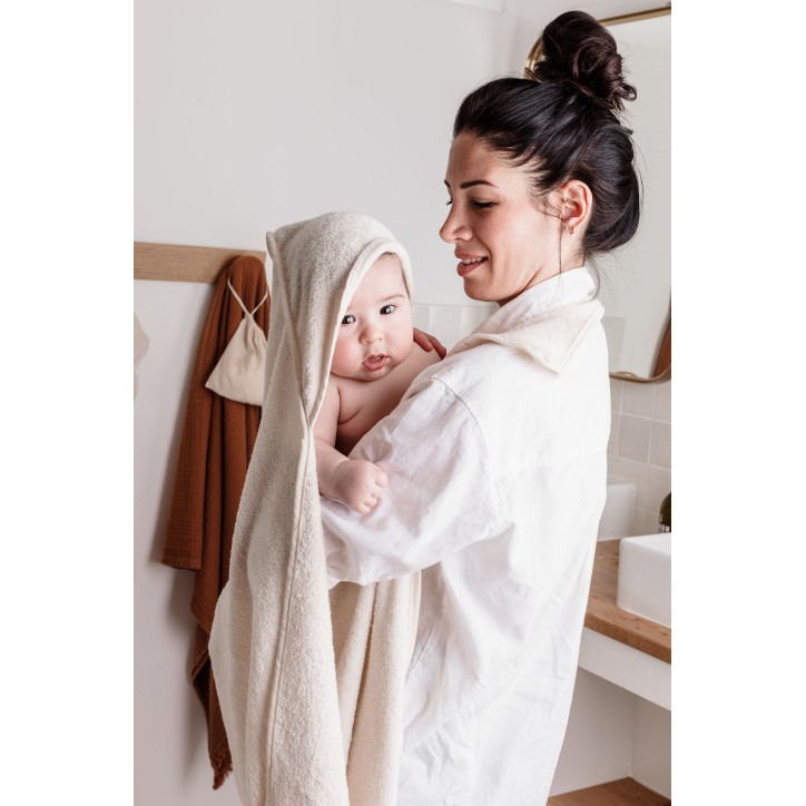 Drap de bain XXL Parent / Bébé - CANDIDE - 100x100 cm - Ecru