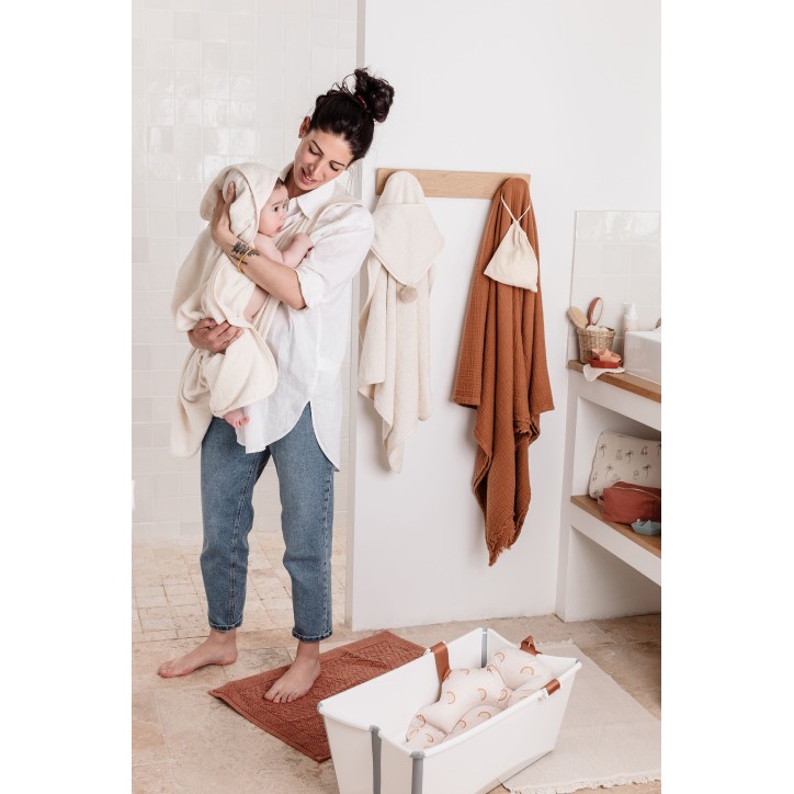 Drap de bain XXL Parent / Bébé - CANDIDE - 100x100 cm - Ecru