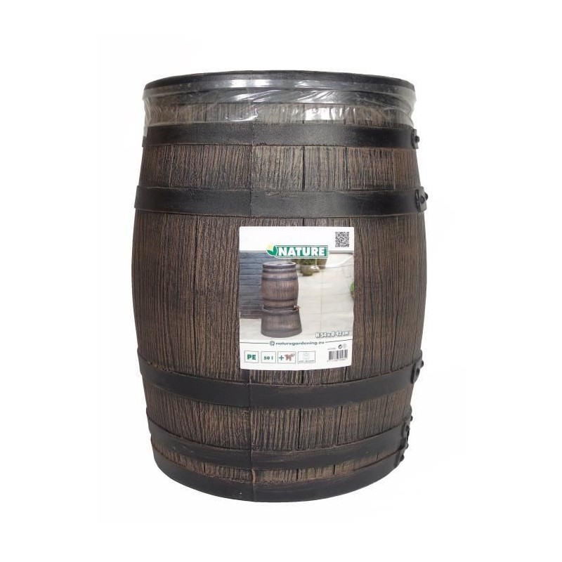 Récupérateur d'eau - NATURE - Barrique - 50 litres - PE rotomoulé - Récupérateur d'eau - NATURE - Barrique - 50 litres - PE rotomoulé -