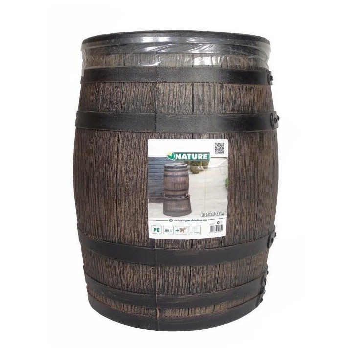 Récupérateur d'eau - NATURE - Barrique - 50 litres - PE rotomoulé - Accessoires inclus
