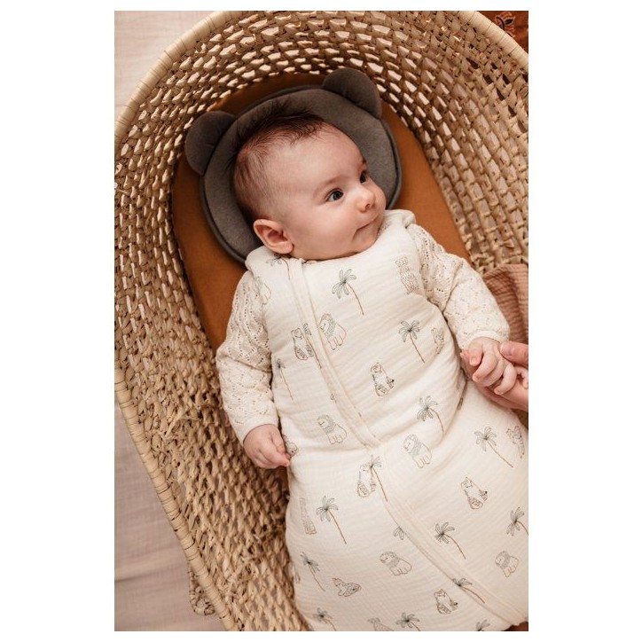 Mini douillette - CANDIDE - 55 cm - 0/3 mois - Blanc imprimé lange tigre Mini douillette - CANDIDE - 55 cm - 0/3 mois - Blanc imprimé lange tigre