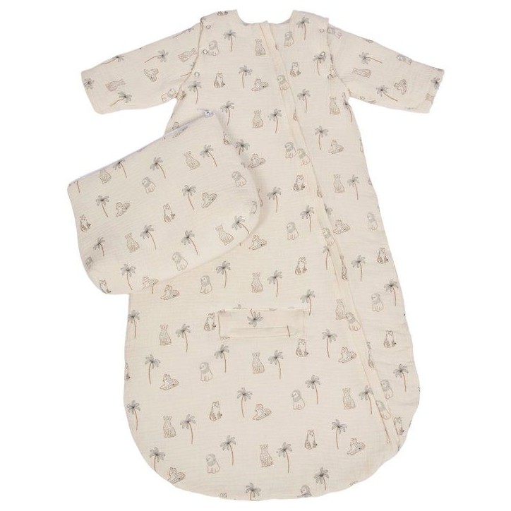 Douillette nomade - CANDIDE - 90 cm - 9/24 mois - Manches amovibles - Blanc imprimé lange tigre
